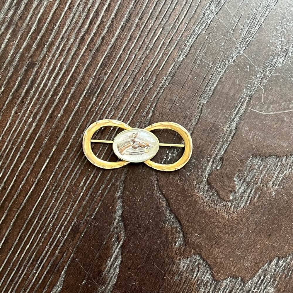 Silver & Gold Tone Horse Equestrian/Kentucky Derby Rodeo Pin/Brooch